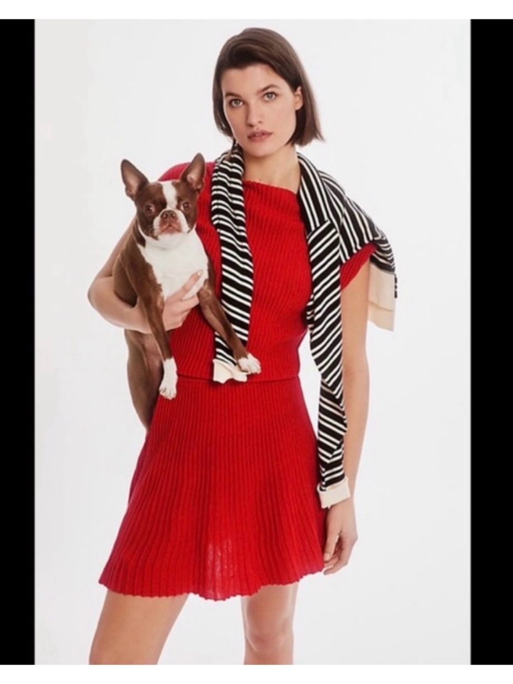 Anthropologie Maeve Ruth Ribbed Mini Sweater Red Knit Dress - Picture 2 of 8